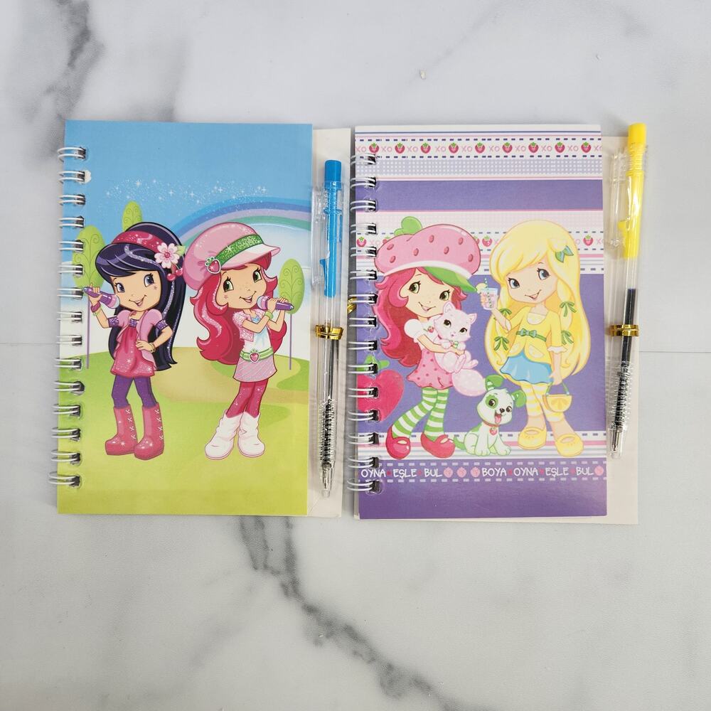 2 Spiral Pocket Notebook/Pen Strawberry Shortcake & Friends 4x5.5" Journal Diary